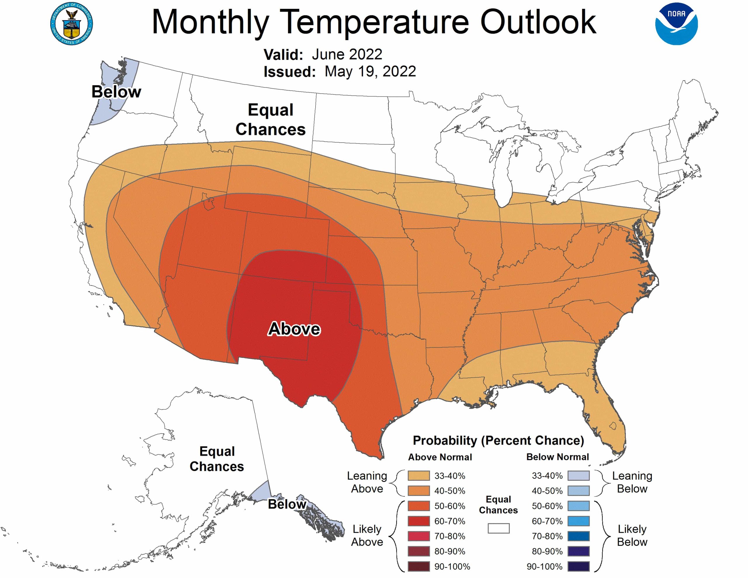 noaa June outlook, temperature