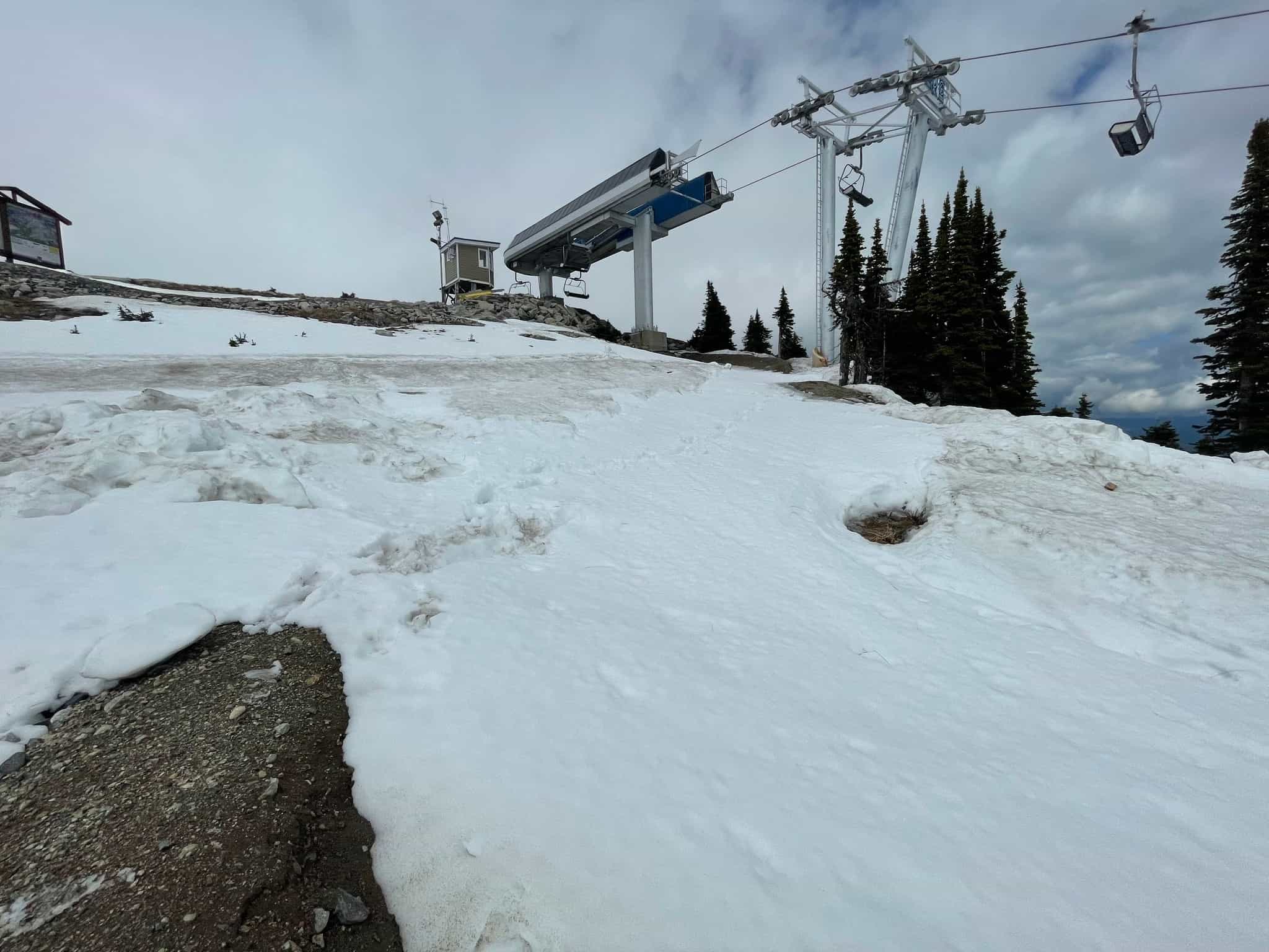 Closed ski lift encased in snow and ice at Big White - Kelowna