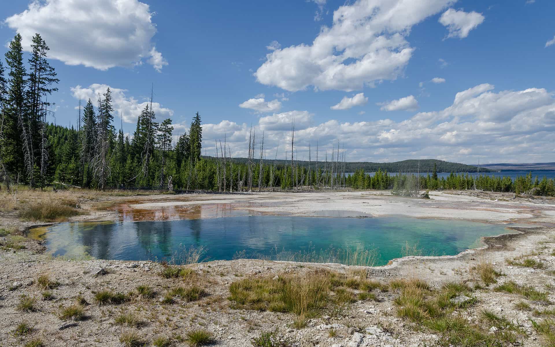 abyss pool, yellowstone national park, human foot