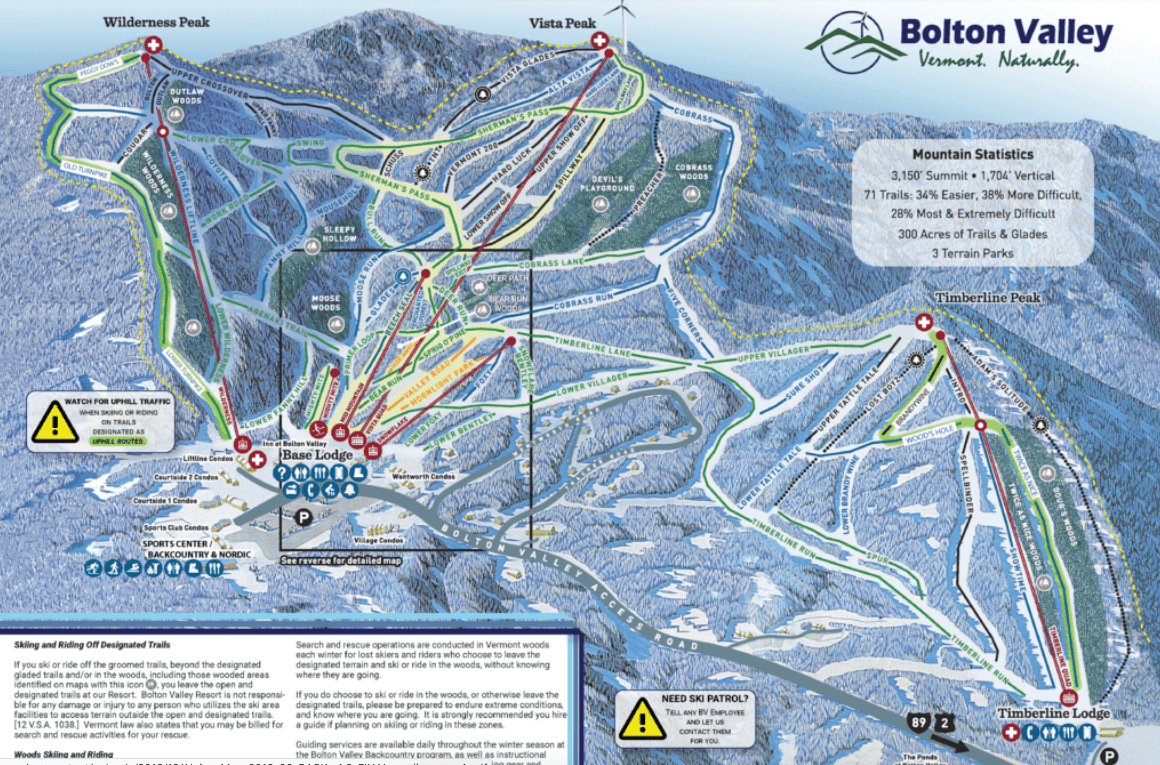 Bolton Valley trail map