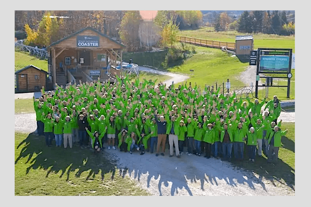 Courtesy Killington Ambassadors in their familiar green jackets posing for a photo, 2019