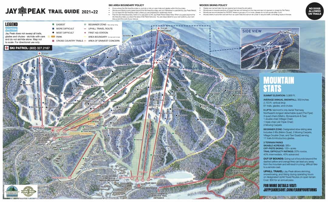 jay peak trail map, vermont, 