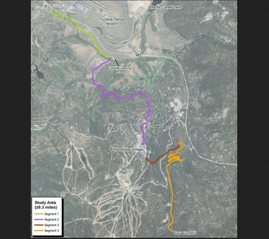 Map of proposed Resort Triangle sedments, including Martis Valley Trail