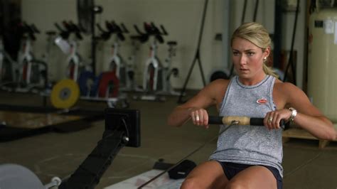 Mikaela Shiffrin enjoying the rowing part of her workout routine