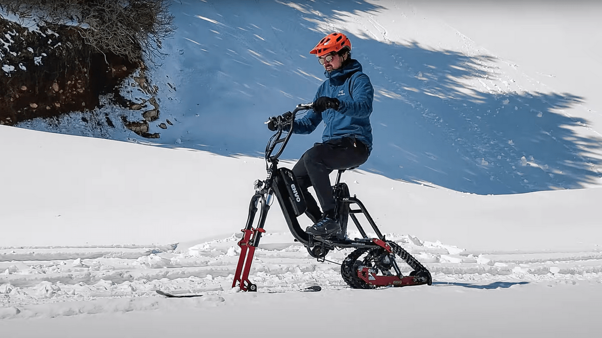 Riding new Flex Snowbike. 