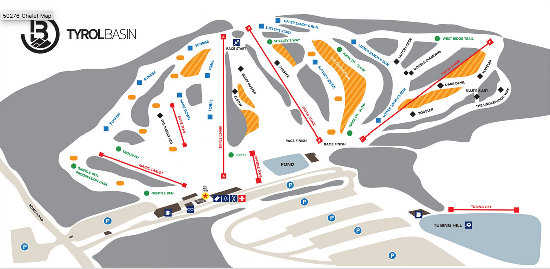 Tyrol Basin trail map. 