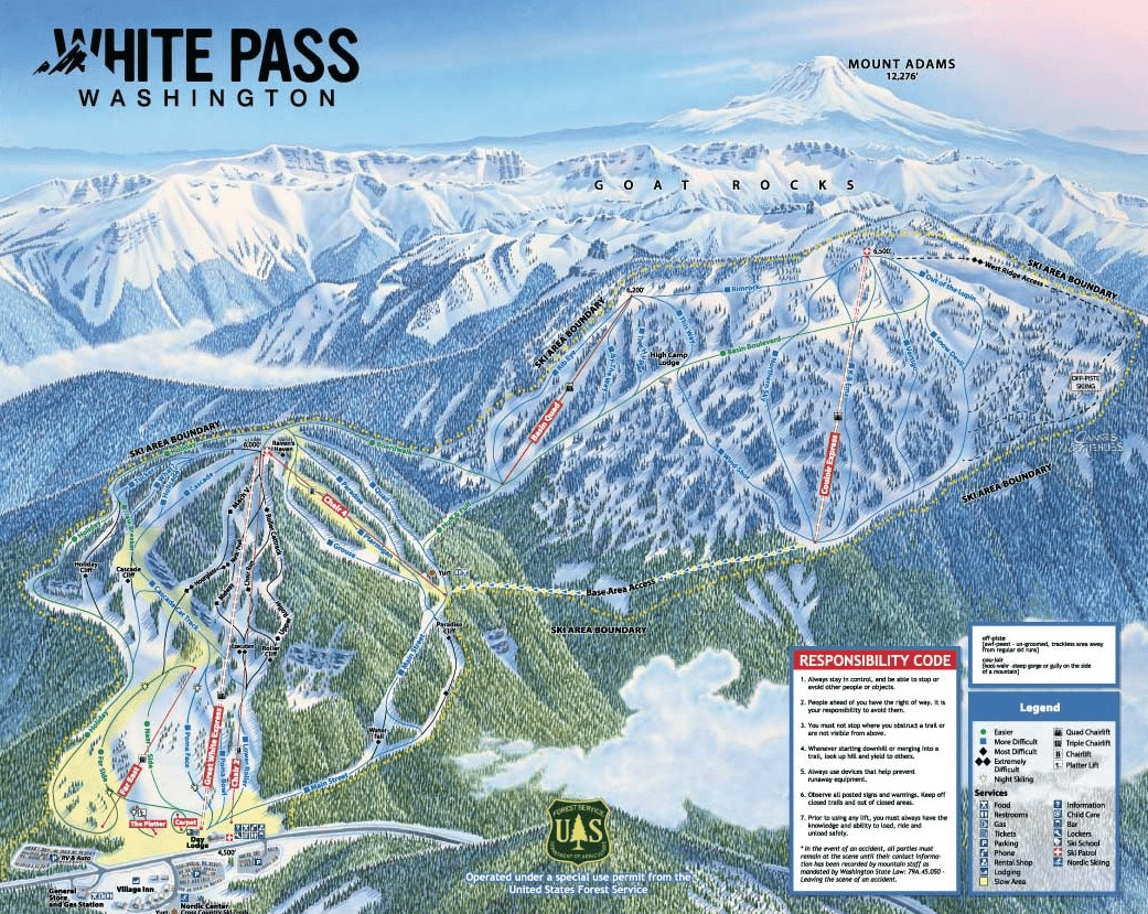 White Pass Ski Area trail map. 