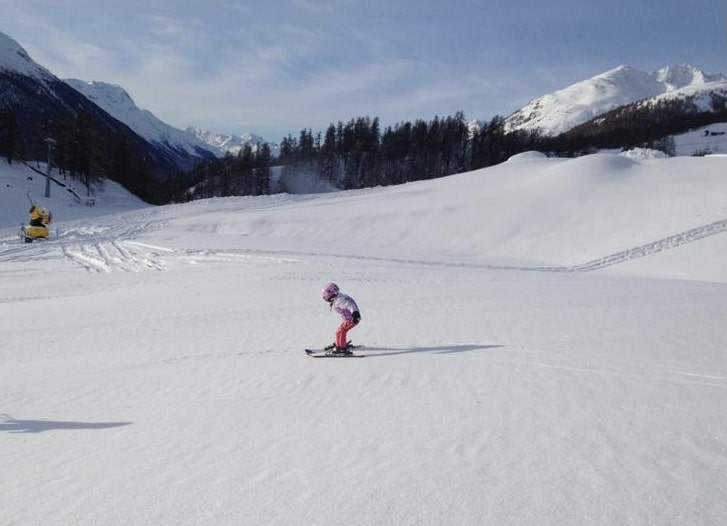 Toddler skiing