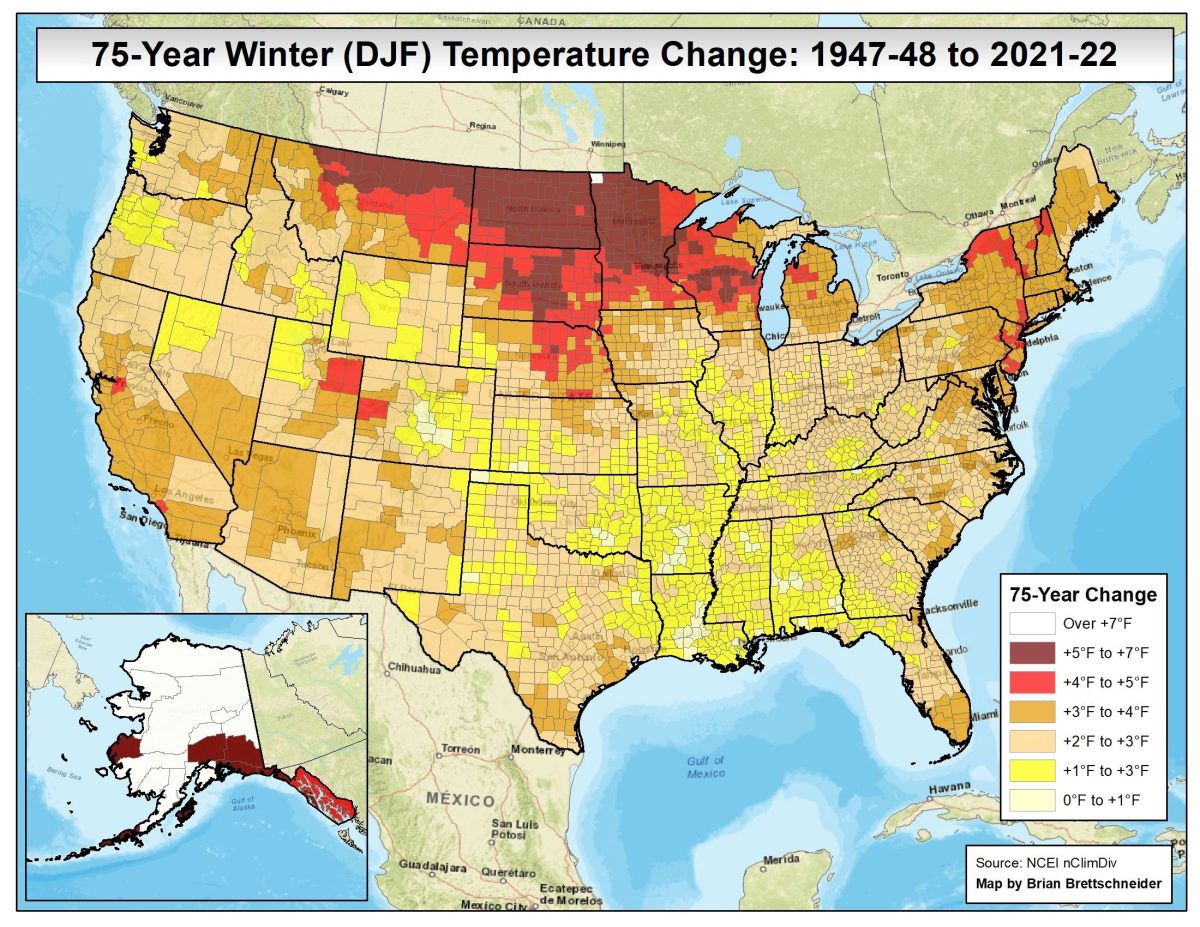 Here’s How Winter Temperatures Have Changed in the US Over the Past 75