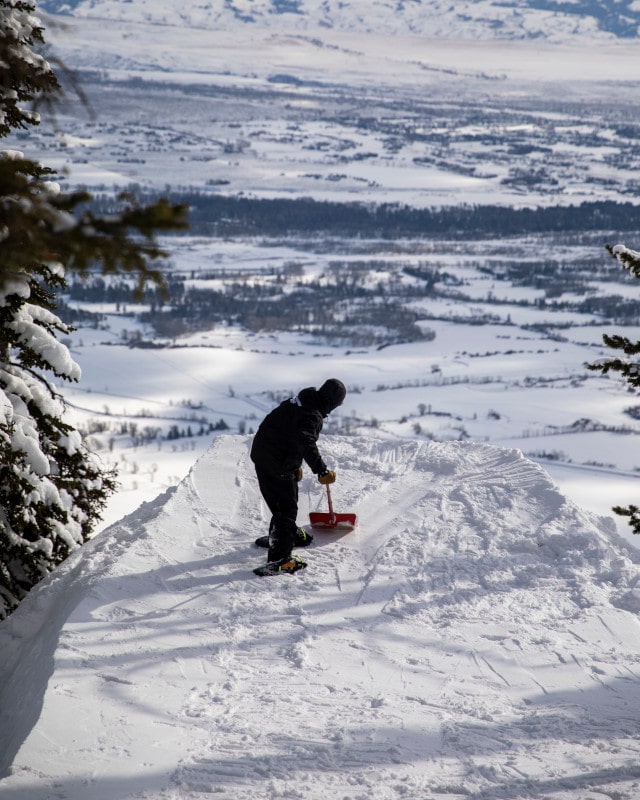 Building a feature jump from scratch, Jackson Hole, WY. 