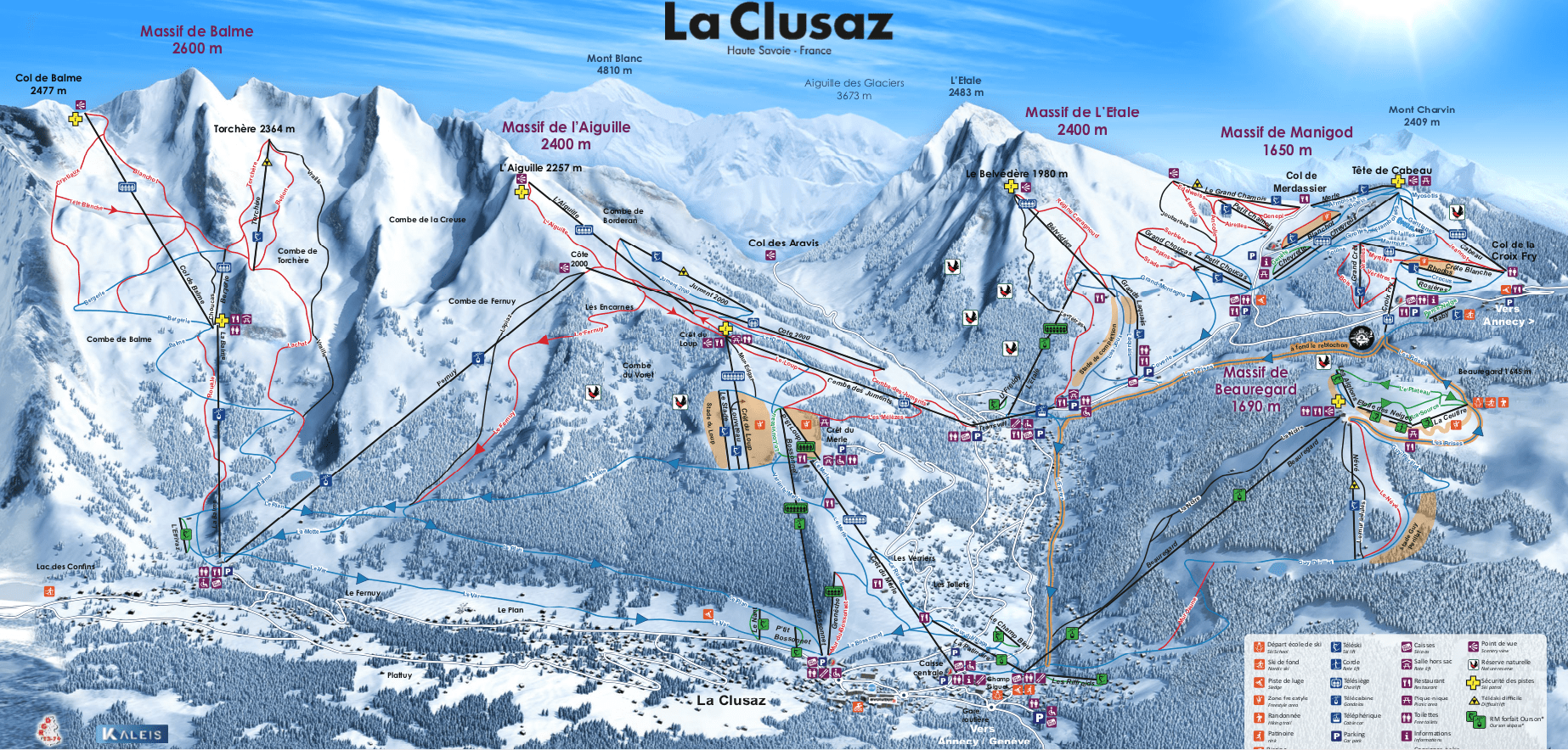 La Clusaz pist map Haute Savoie, France. 