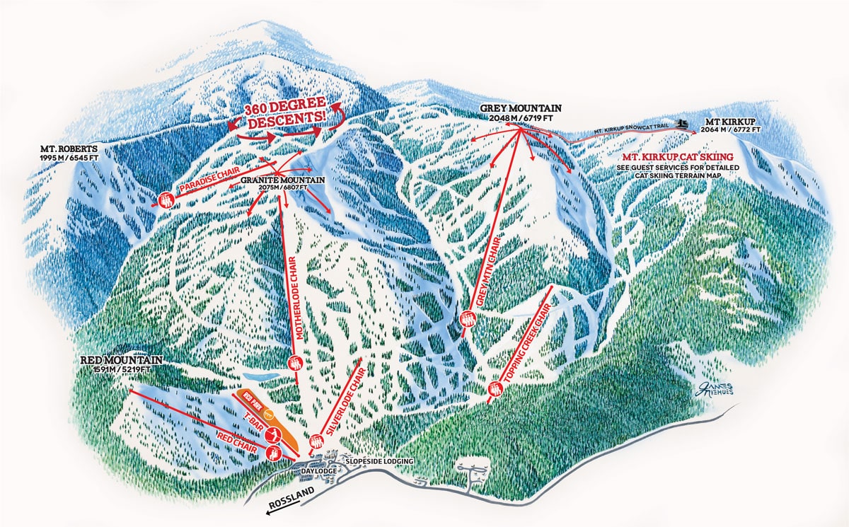 RED Mountain Resort trail map. 