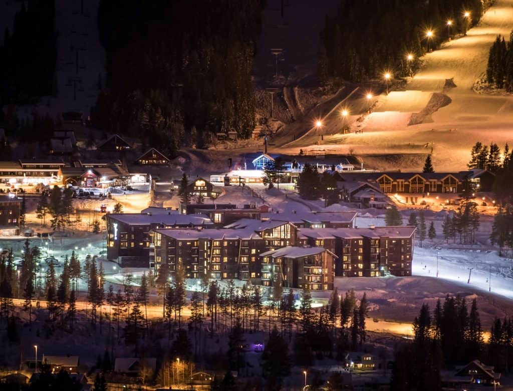 Trysil Ski Resort, Norway at night.
