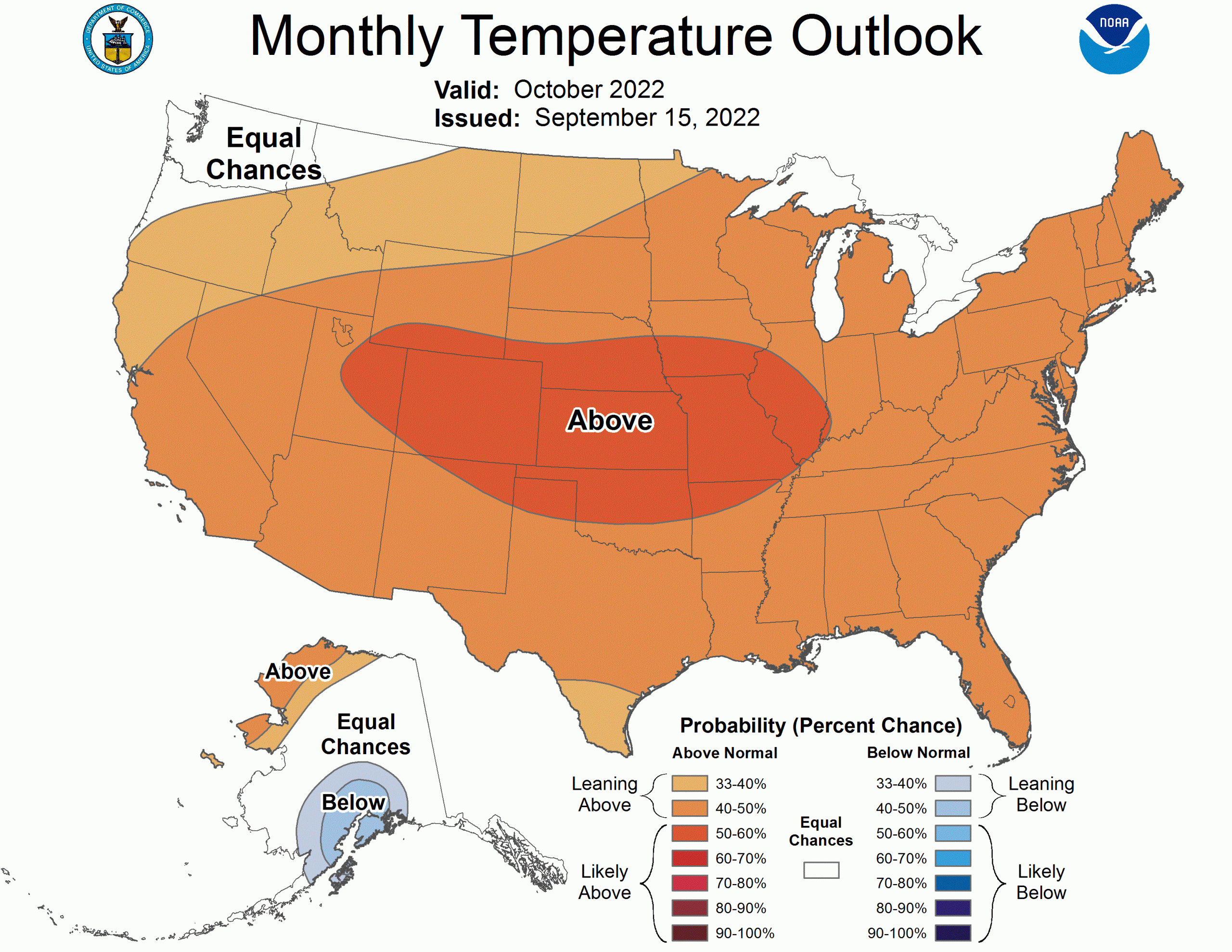 NOAA October 2022 Outlook Expect Above Normal Temperatures For the