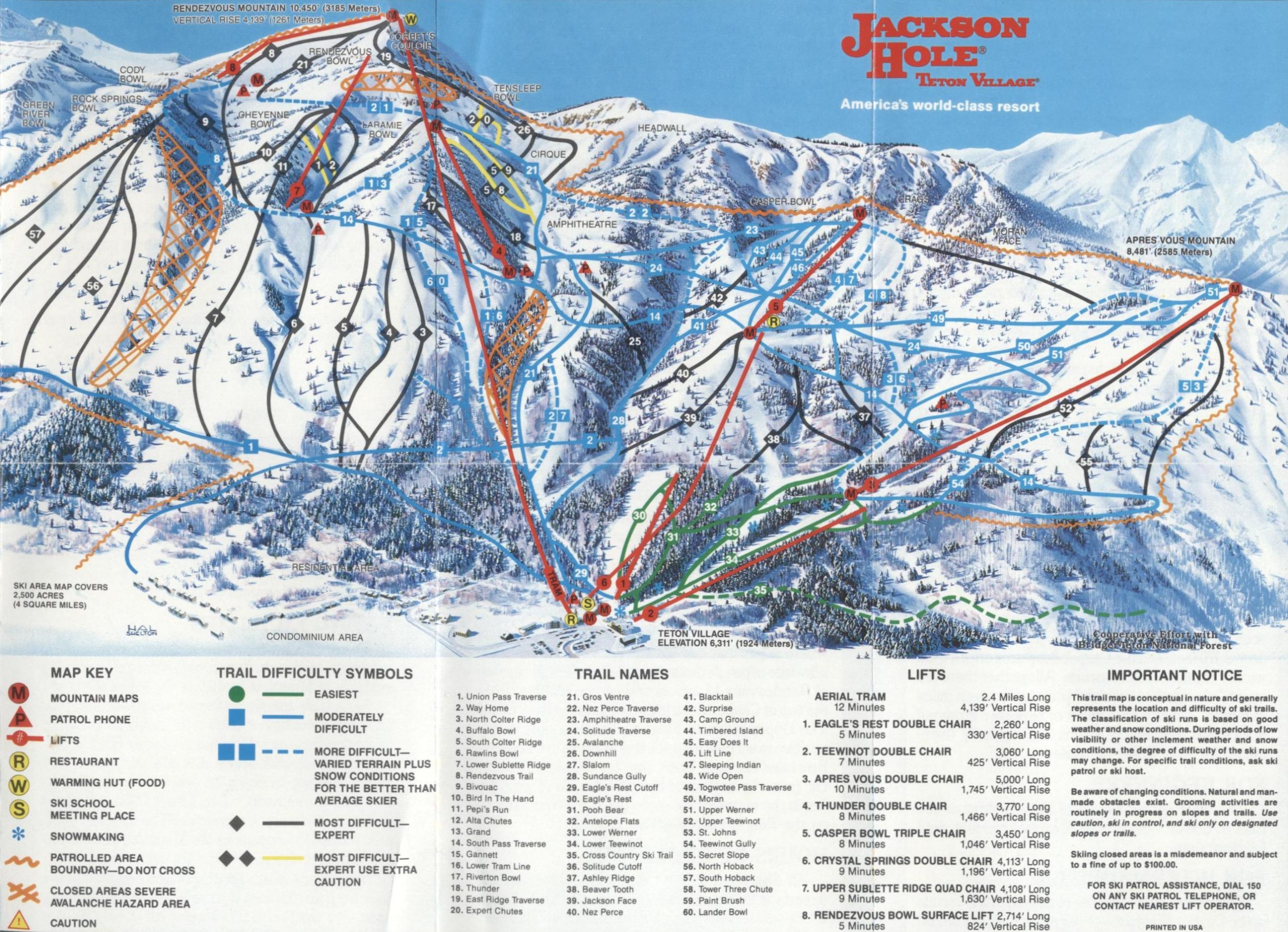 Jackson Hole Trail Map 1987