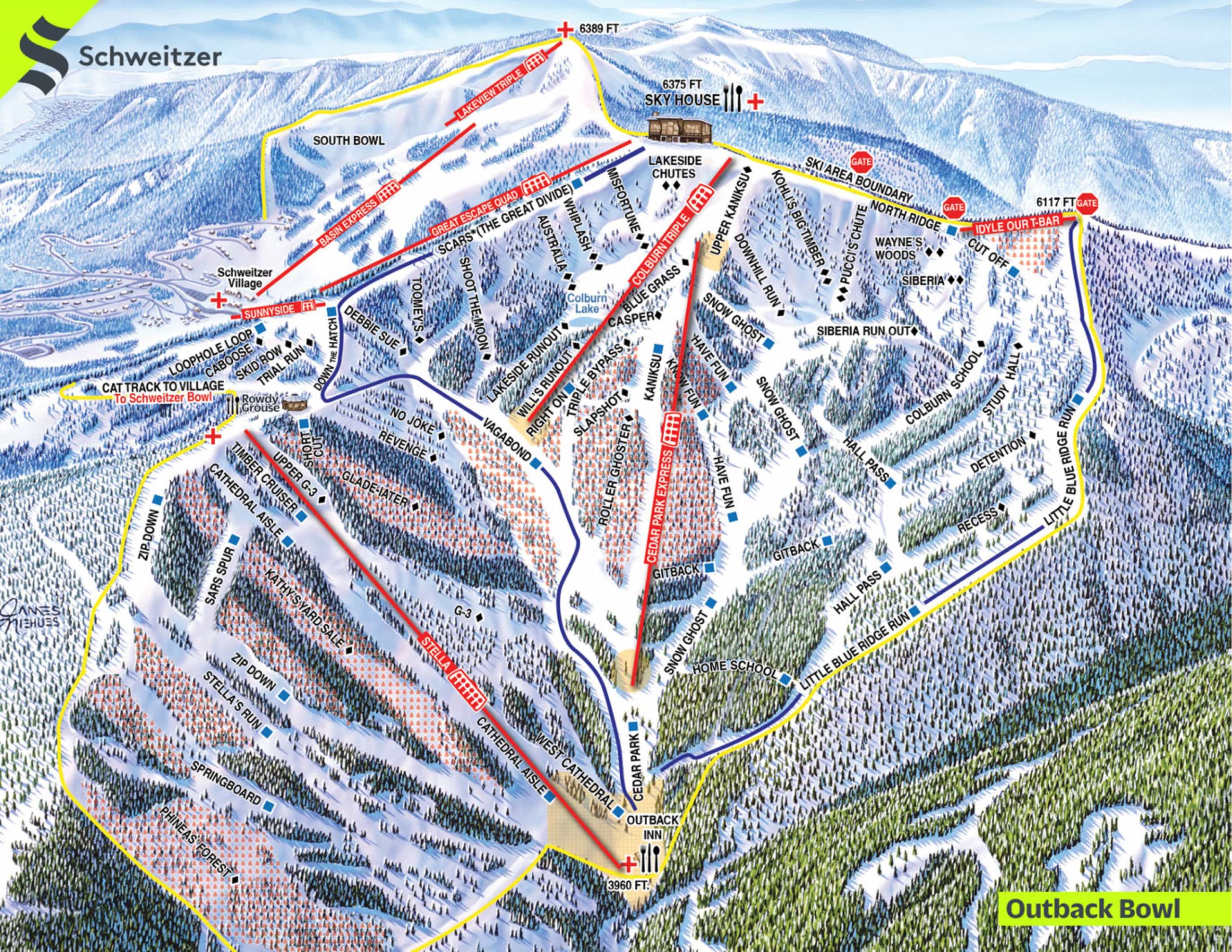 Schweitzer trail map, Idaho,