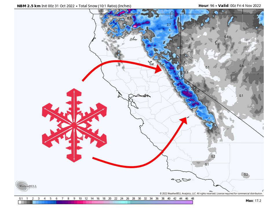 SnowBrains Forecast: Up to One Foot of Snow Possible For Parts of The Sierra Through Thursday
