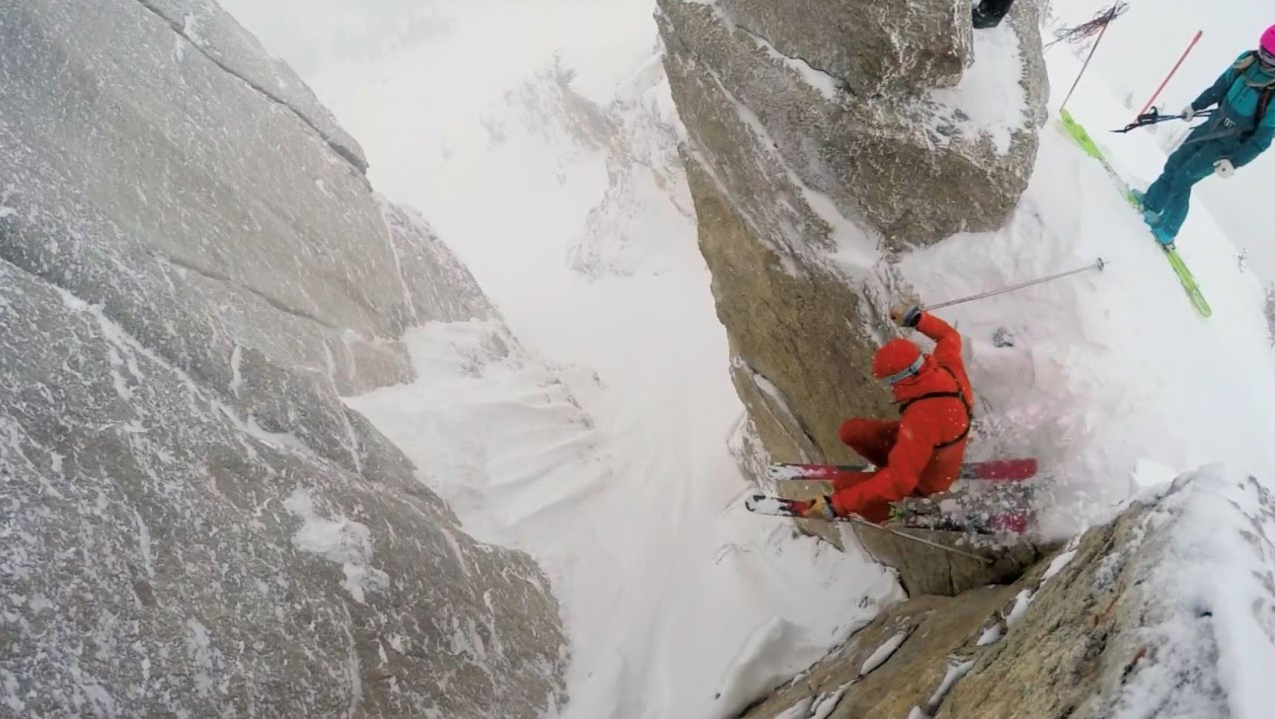 High time at S & S couloir, Jackson Hole Mountain Resort, WY. 