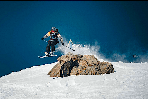 Junior Freeride World Champion Jenna Meyers during her championship run. 