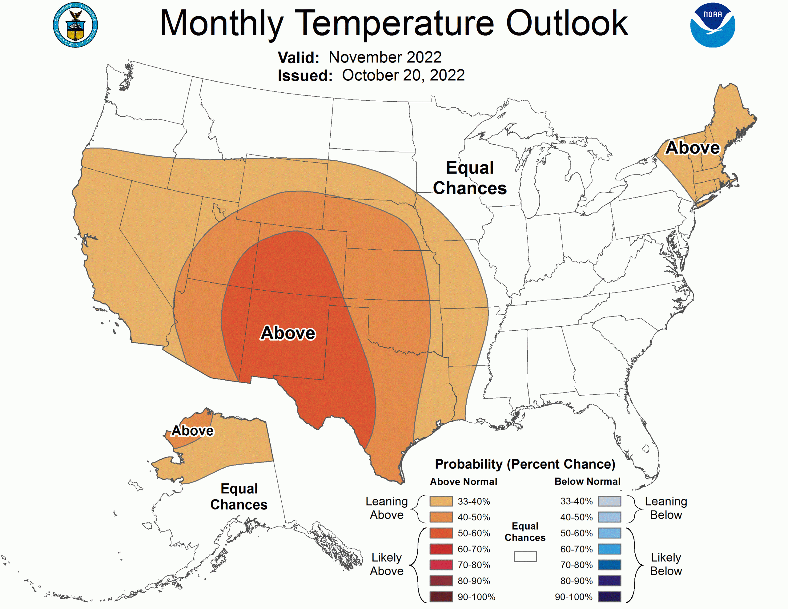 November outlook, NOAA, temperature