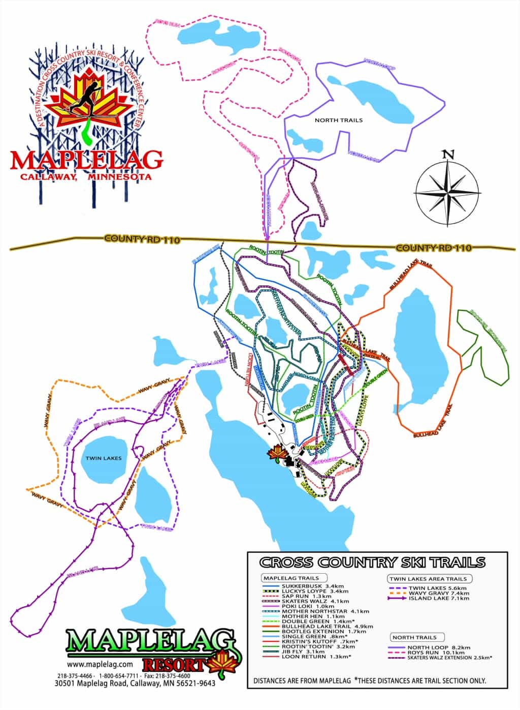 maplelag resort, Minnesota, trail map, cross-country