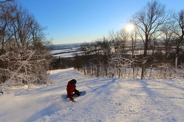 Snowboarder on Liberty Mountain Resort Trail 