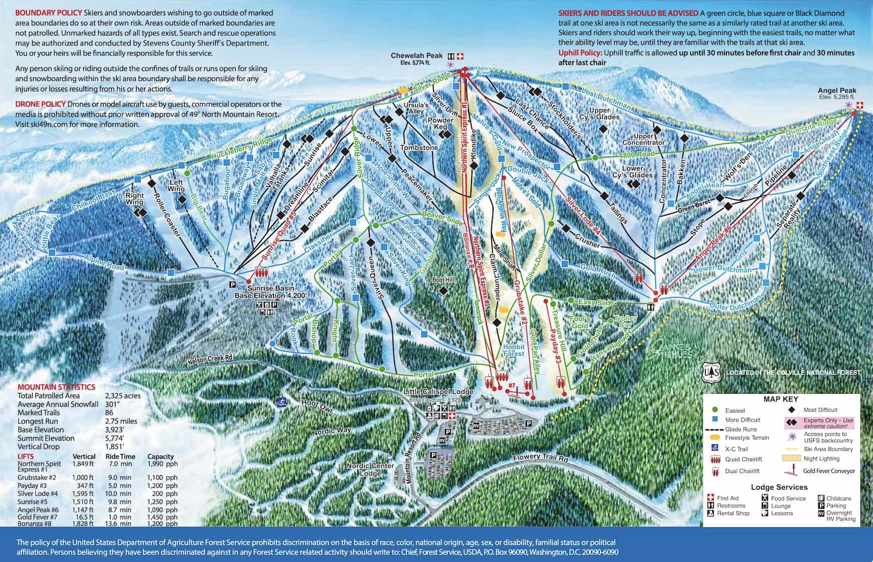 49 Degrees North trail map