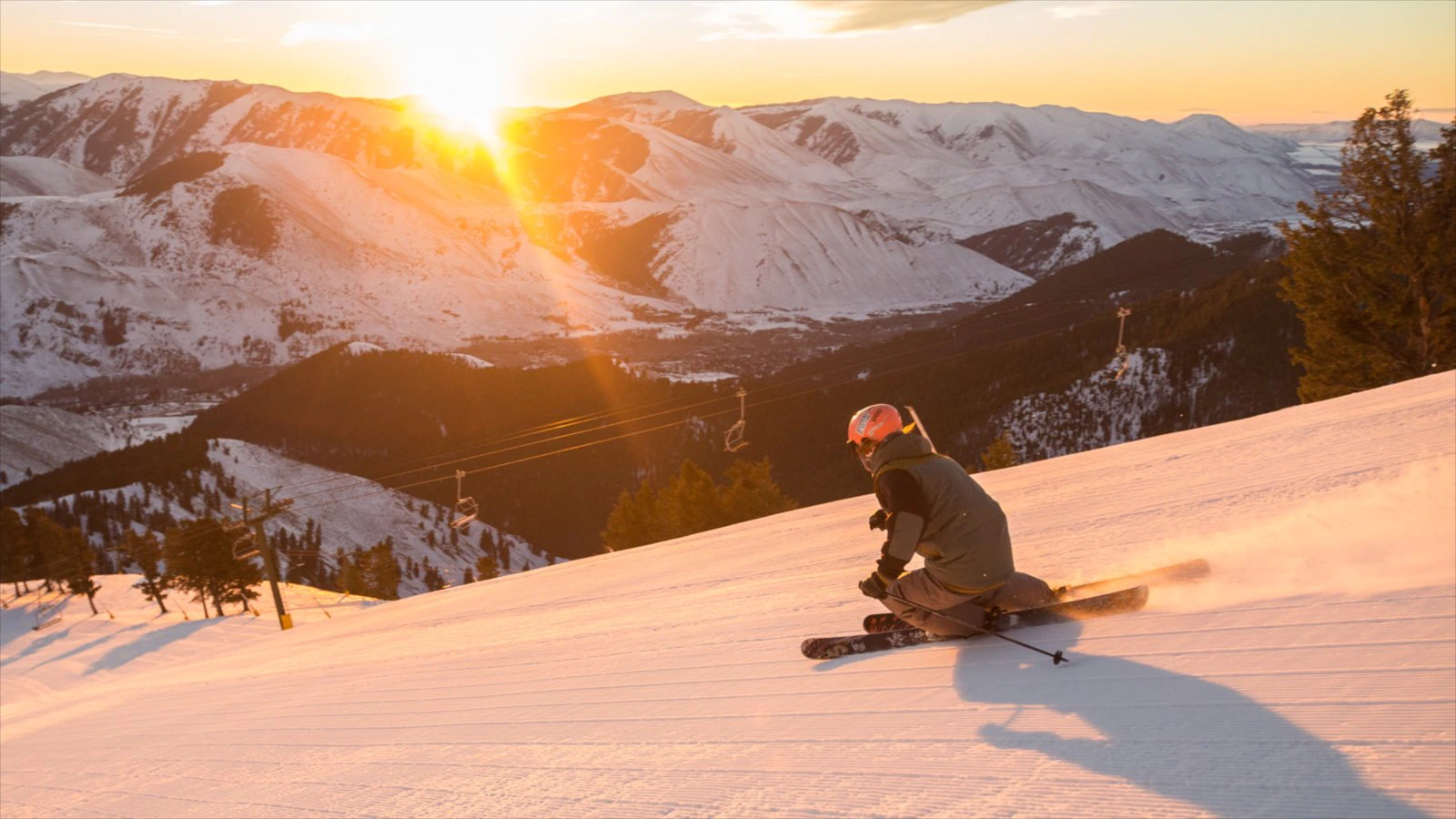 skier sunset
