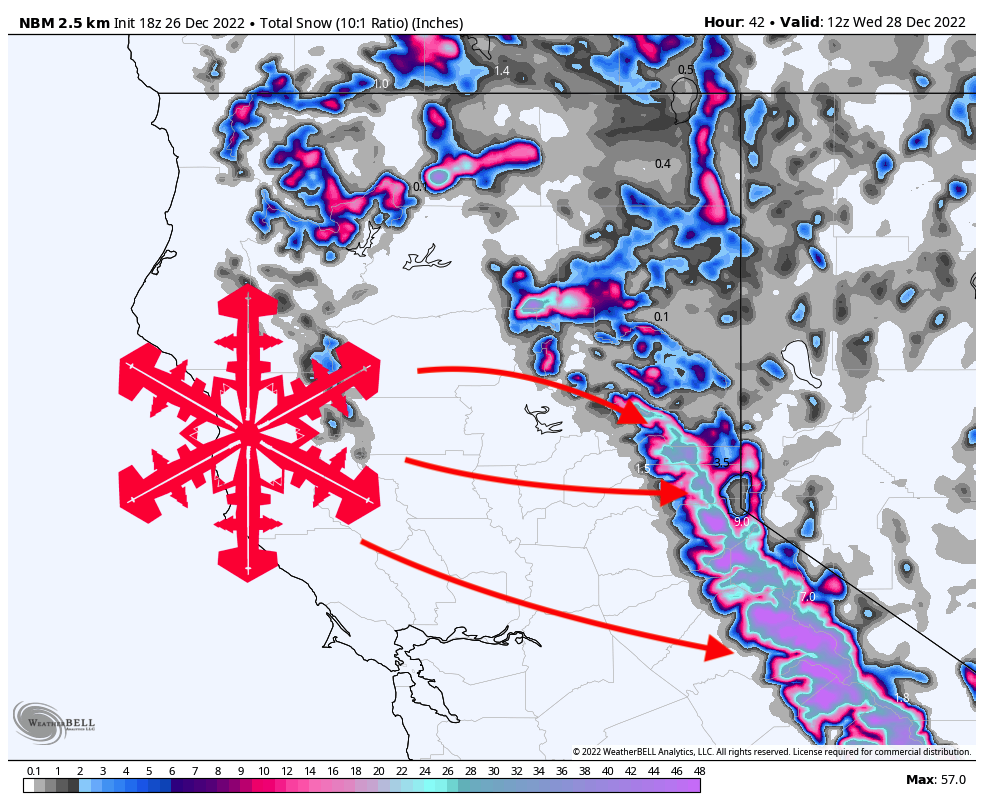 Snowbrains Forecast First Of Two California Storms To Bring Feet Of