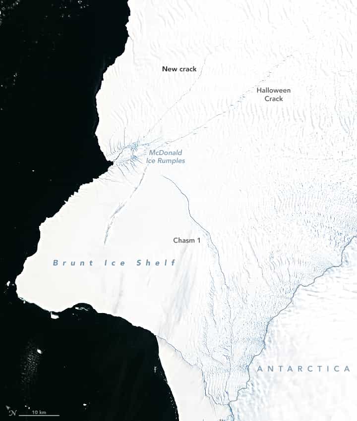 NASA, Antarctica, brunt ice shelf
