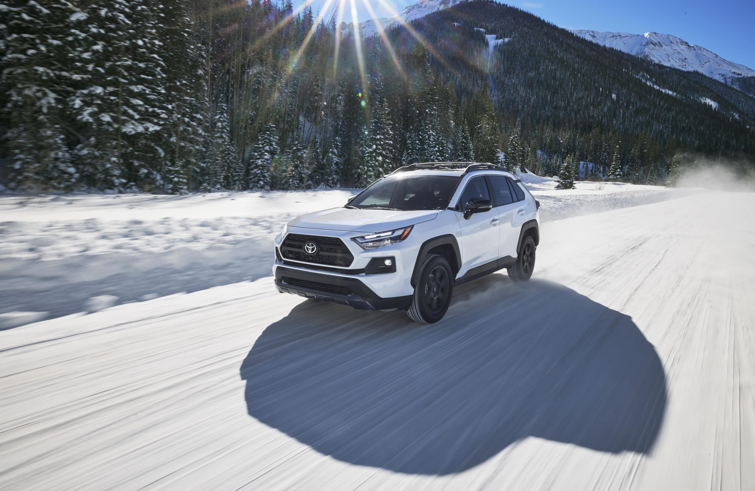 Driving Toyota RAV4 to ski hill