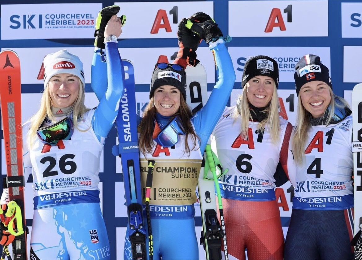 Podium Super G World Champs