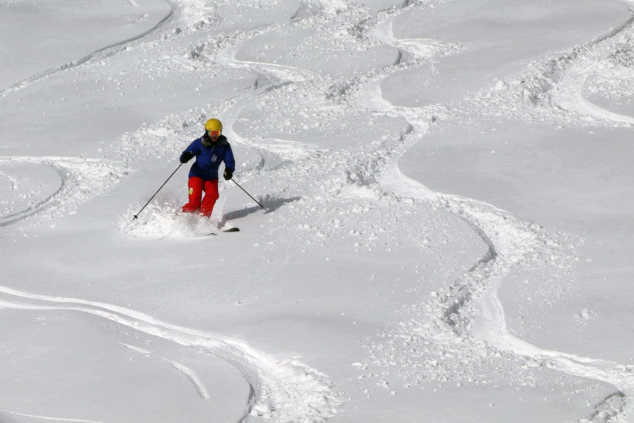 Skier in deep powder at Lookout Pass idaho