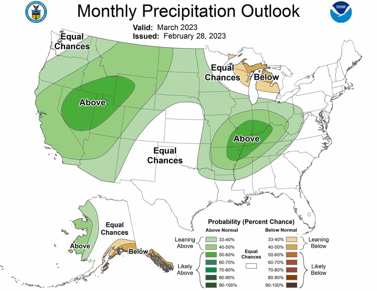 March 2023 Precipitation outlook. Credit: NOAA