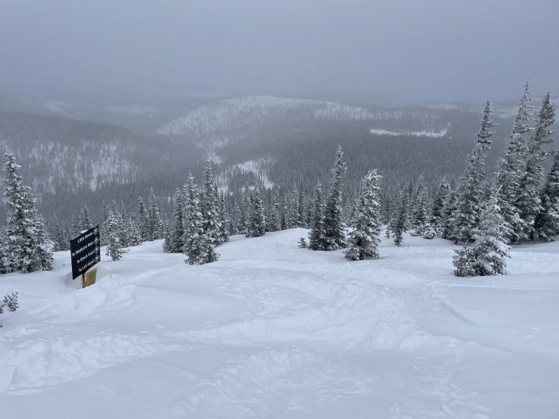 Eyeing out a line in the Eagle Wind terrain. Photo Credit: SnowBrains