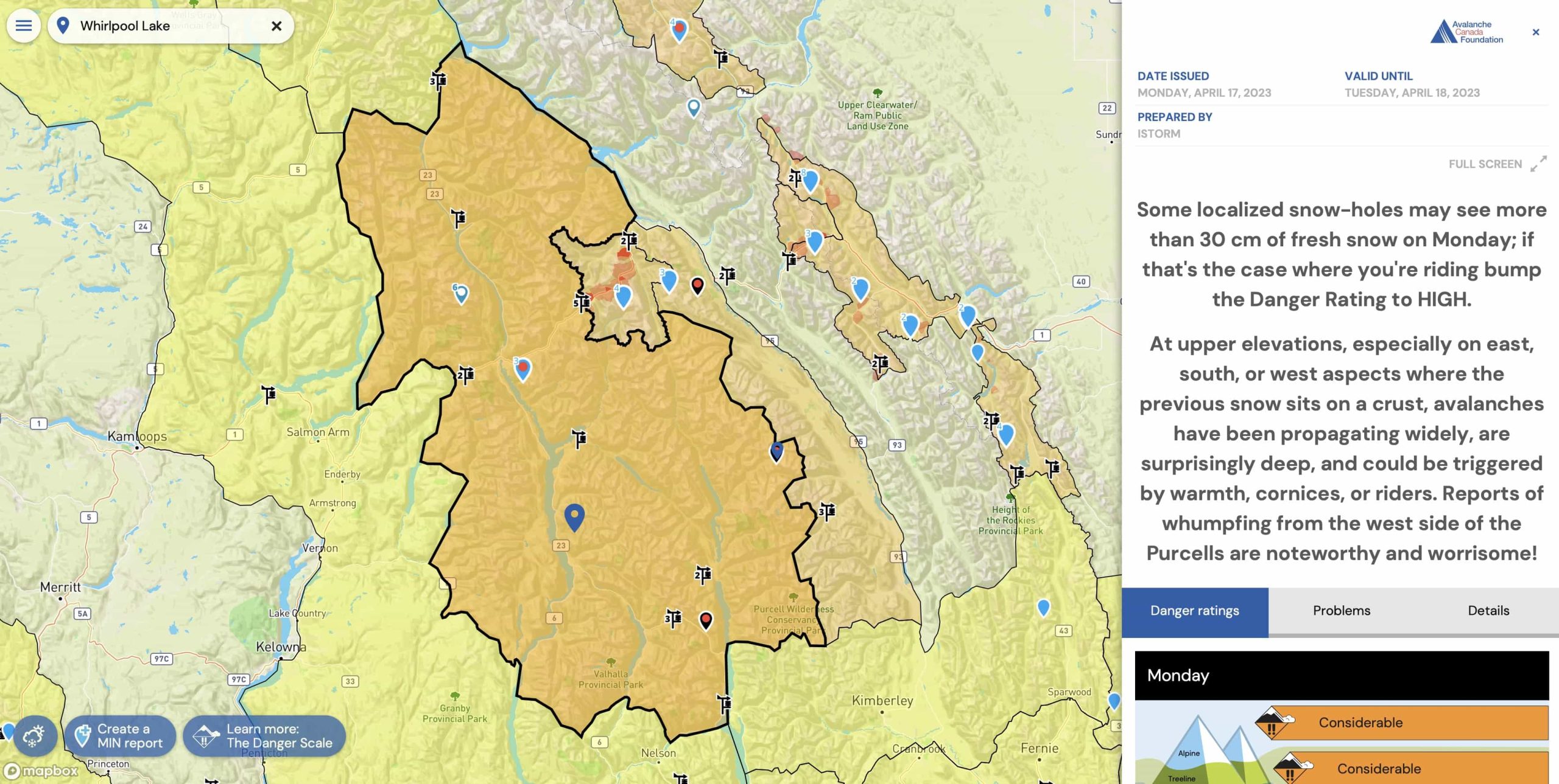 avalanche forecast canada