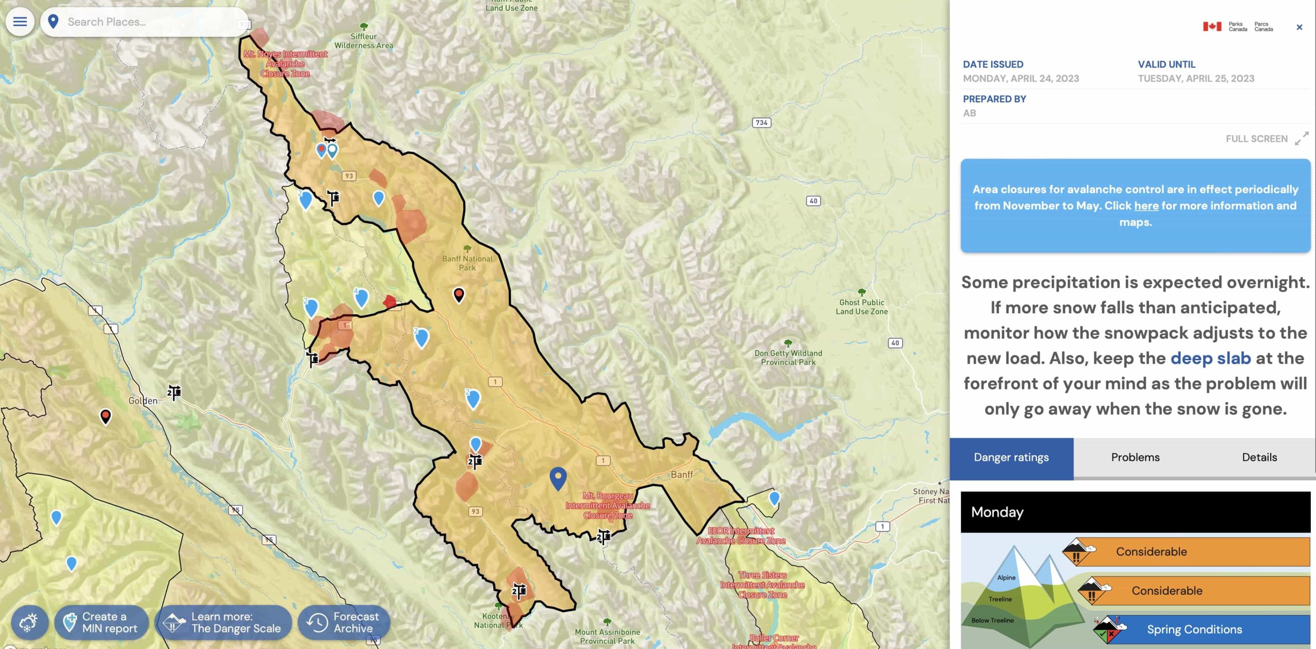 avalanche, forecast, canada