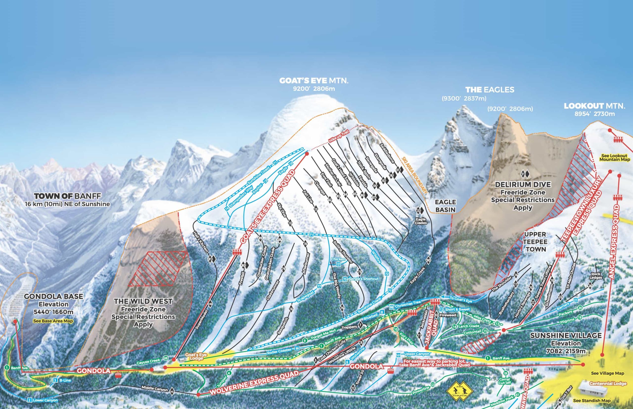 Goat's Eye Mountain, Sunshine Village, trail map.