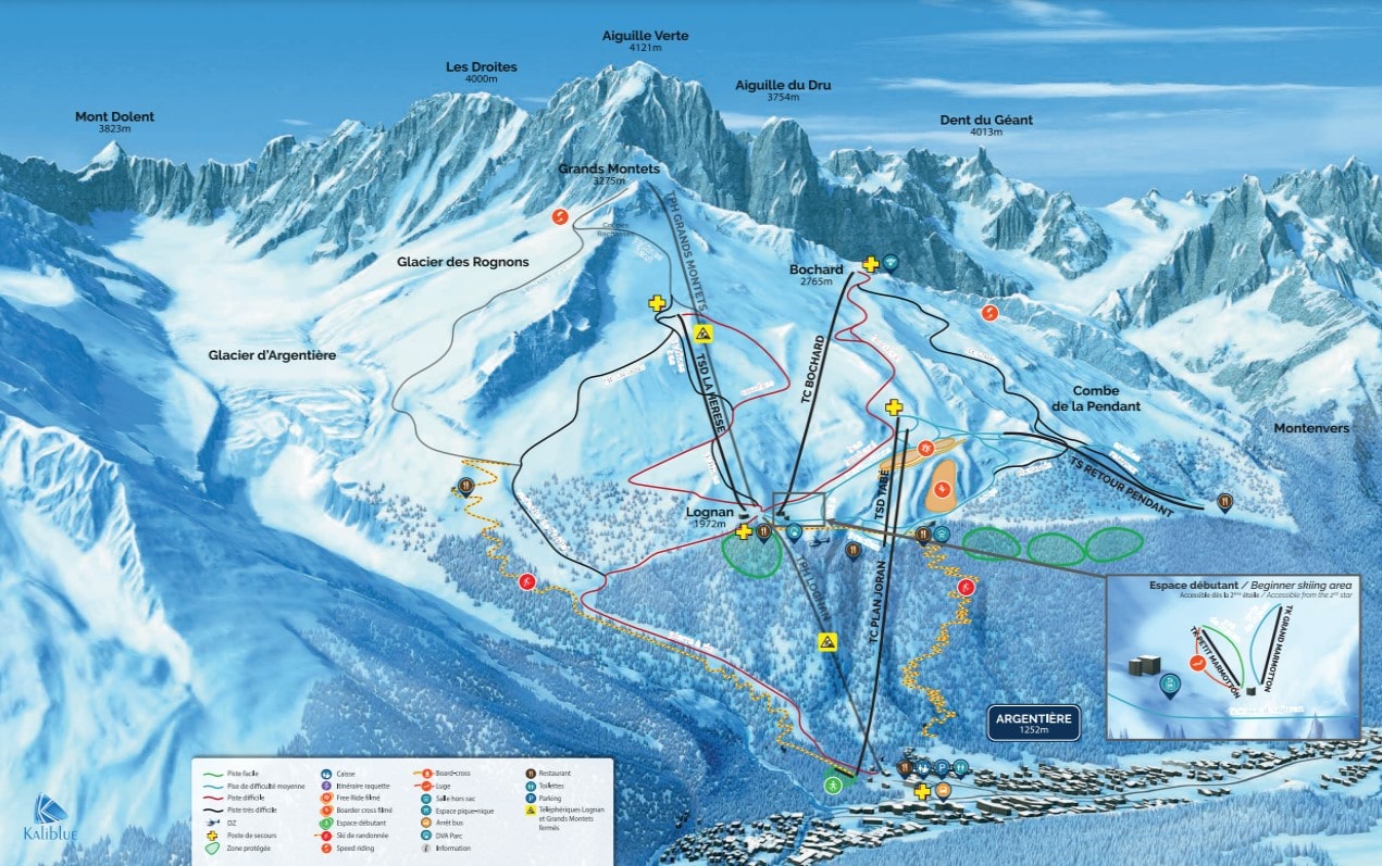 Les Grands Montets Trail Map