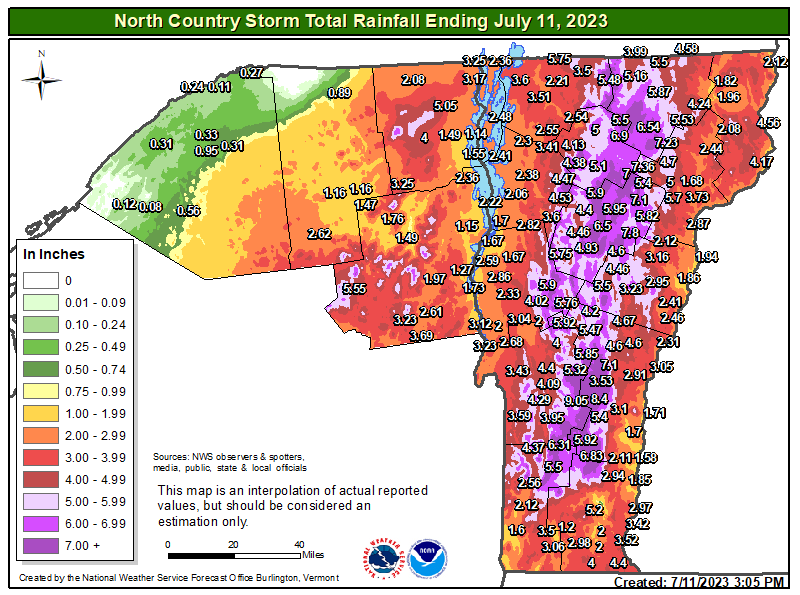 Vermont Rainfall Totals