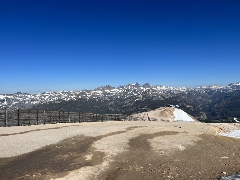 Snowy mountains all around the Sierra Nevadas