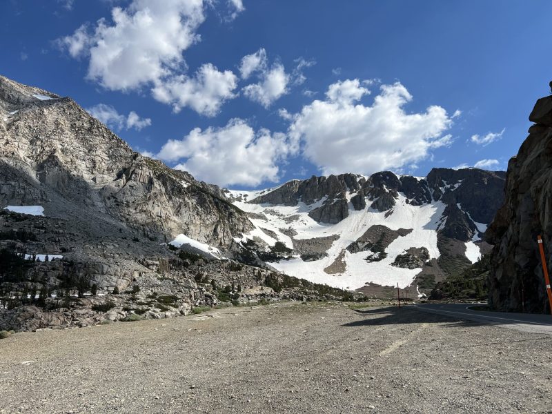 Tioga pass mountains still covered in snow 