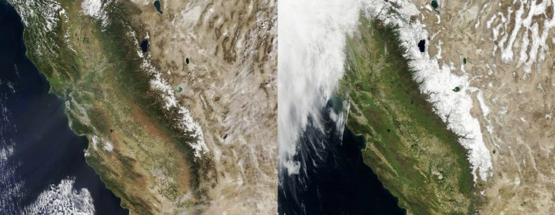 Snowpack in the Sierra Nevada 2015 vs 2023