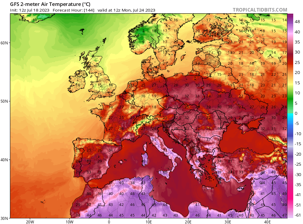 Temperature map europe.