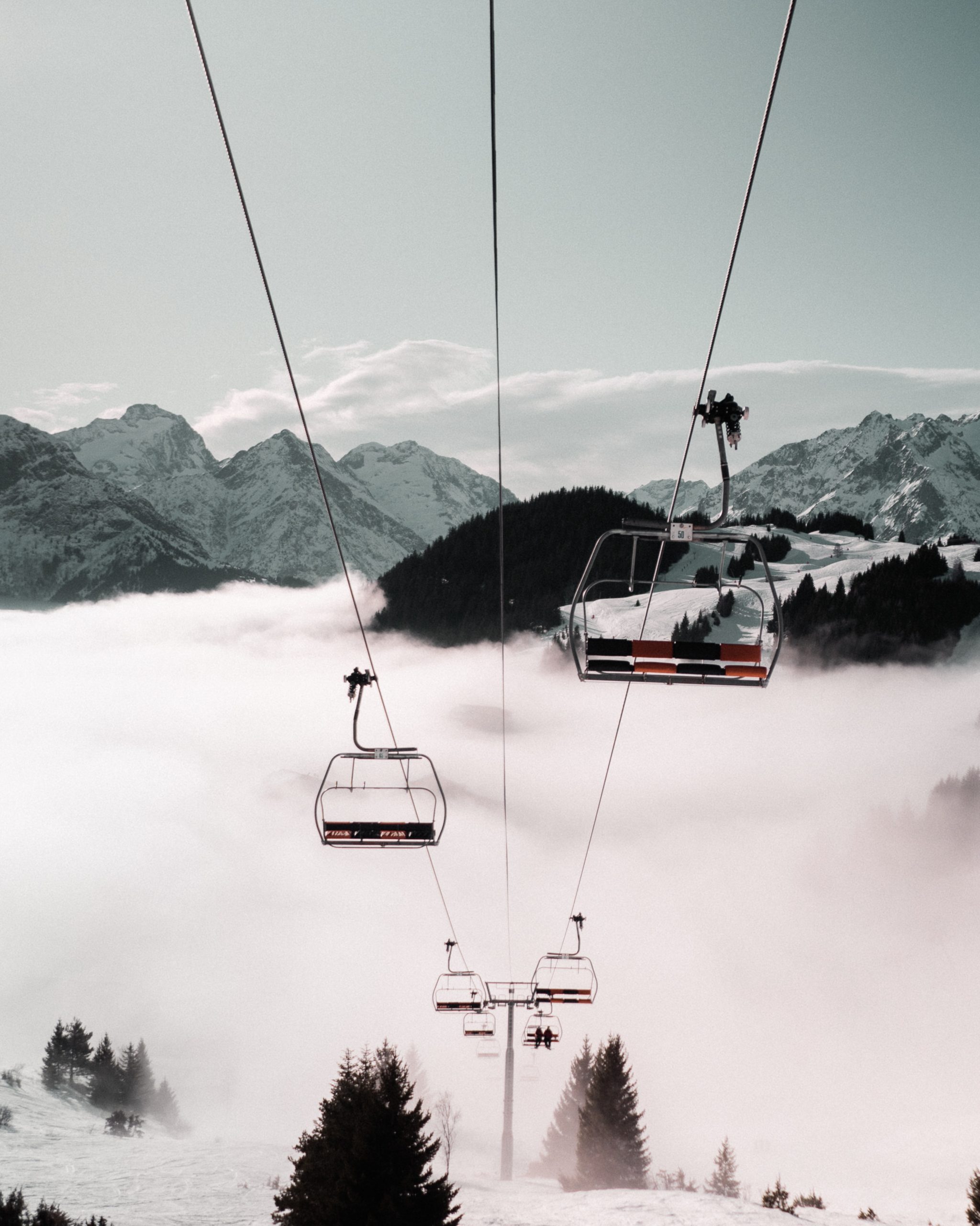 ski lift in the clouds