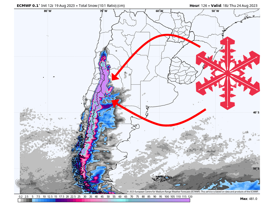 Pronóstico de SnowBrains: Semana ocupada por delante para América del Sur, metros de nieve posibles para los Andes