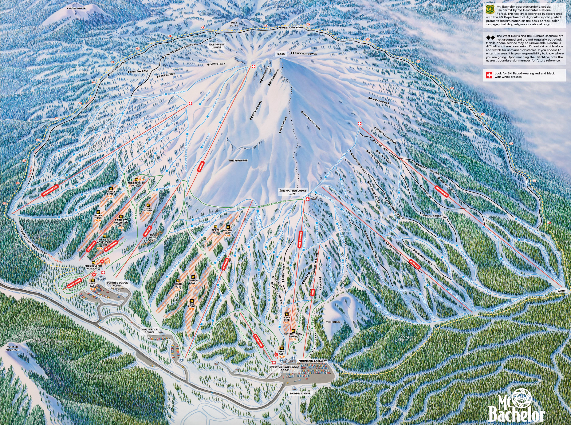 Mt. Bachelor trail map