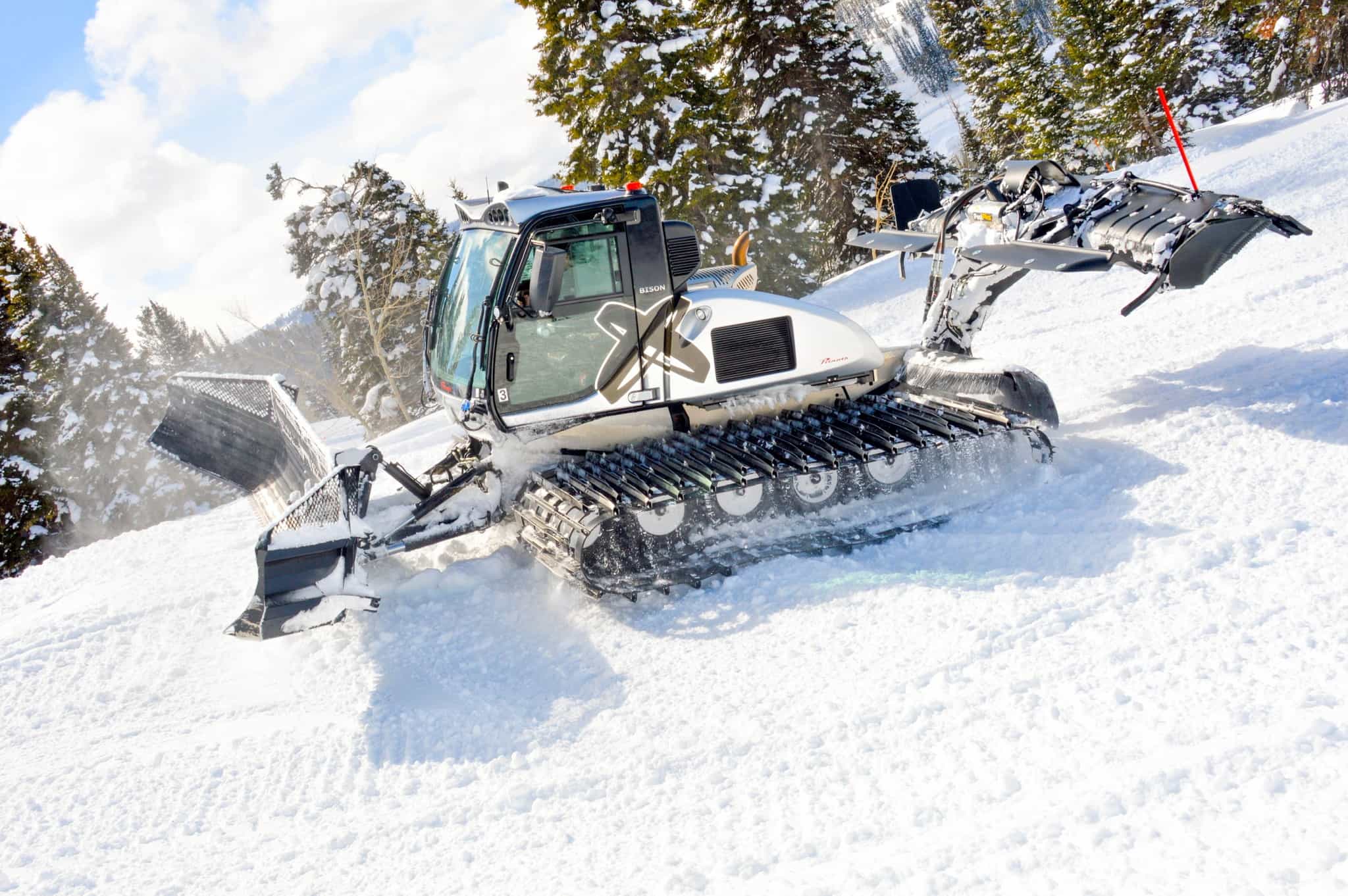 Grand Targhee resort, Wyoming, snowcat on snowy slope