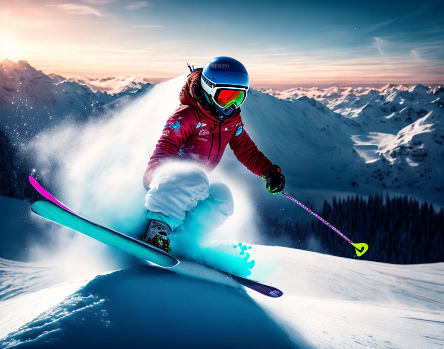 Skier skiing downhill in high mountains. Sport and active life concept, Extreme  skiing and jumping on the snow, rear view, no visible faces, AI Generated  29589545 Stock Photo at Vecteezy
