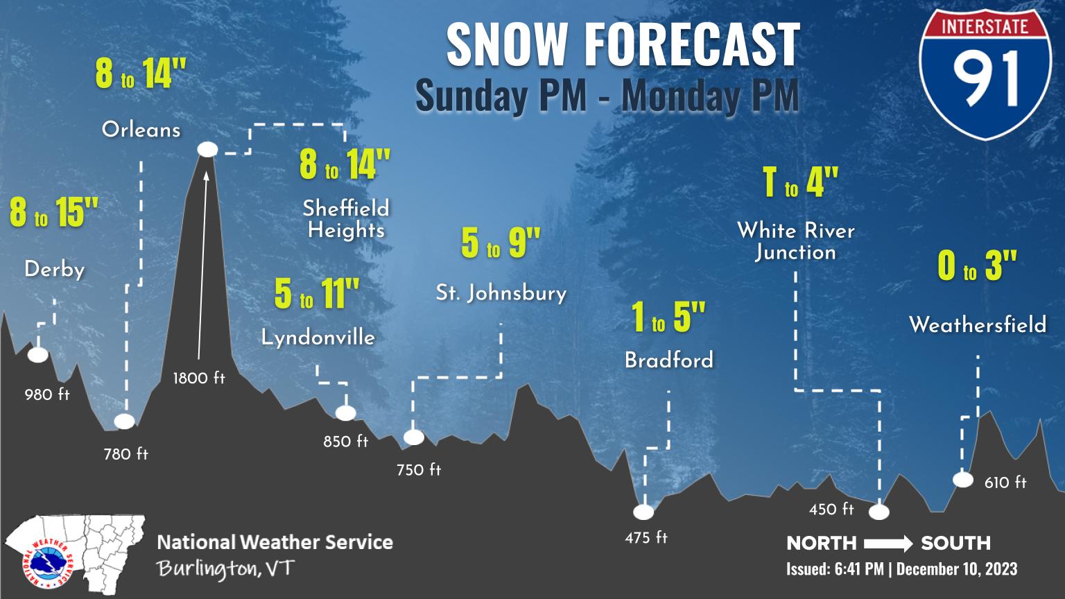 Vermont Highway Forecasts for Tonight & Tomorrow | Highways 4, 87, 89, 91 – SnowBrains